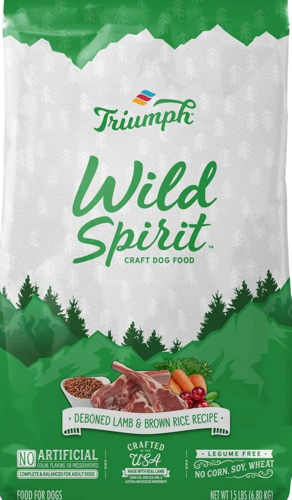 Triumph Wild Spirit Deboned Lamb & Brown Rice Dry Dog Food - 15 lb Bag