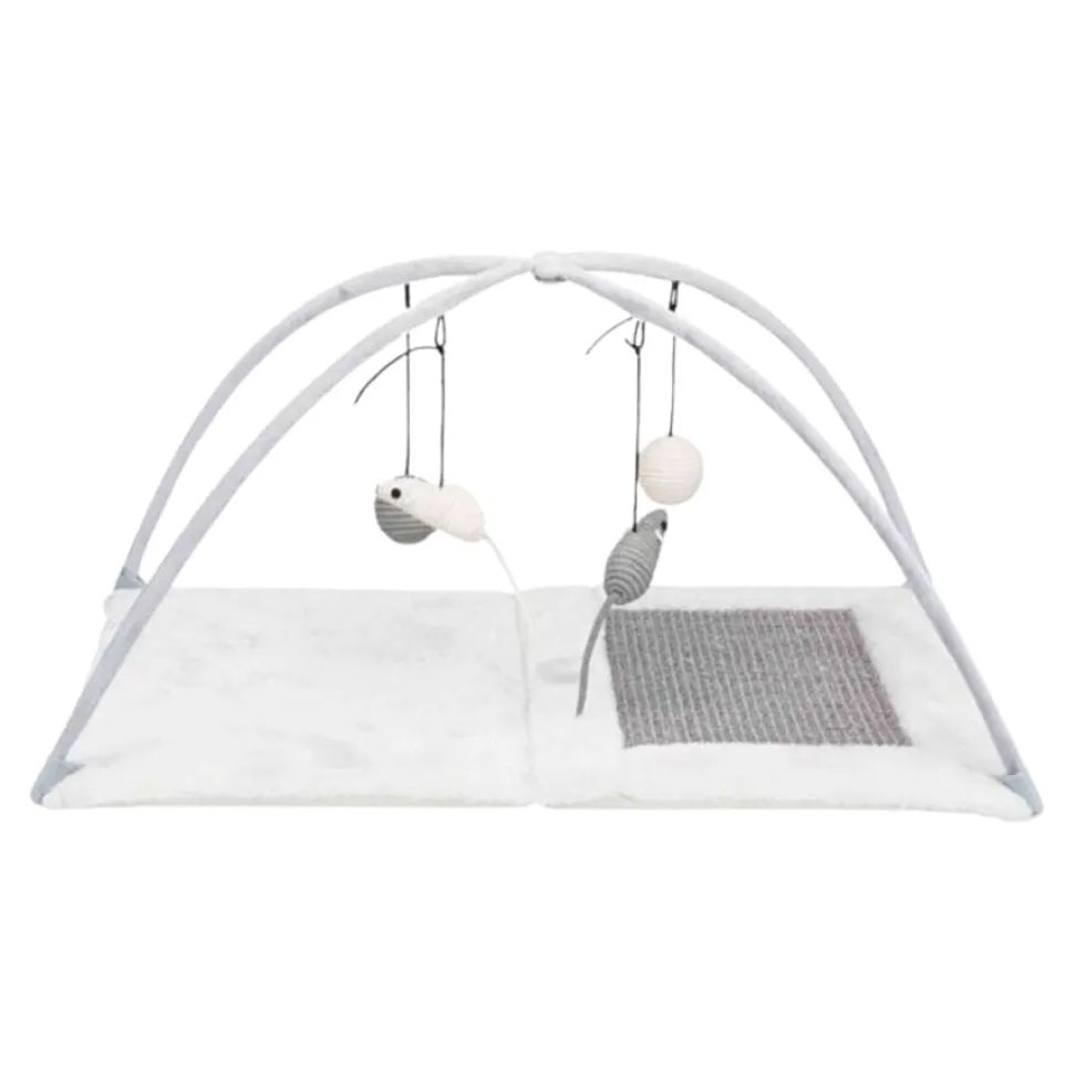 Trixie Pet Products Jr. Play Center Scratch and Play Interactive Cat Mat with Hanging Cat Toys