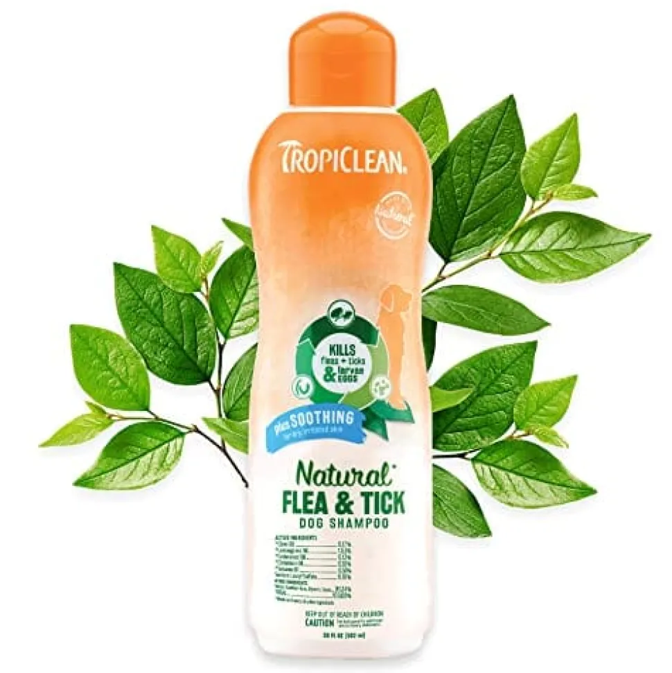Tropiclean Natural Flea & Tick Shampoo plus Soothing for Cats and Dogs - 20 Oz