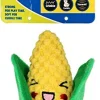 Tuffy's Funny Food Corn 2-in-1 Removable Husk and Corn Squeak and Plush Dog Toy