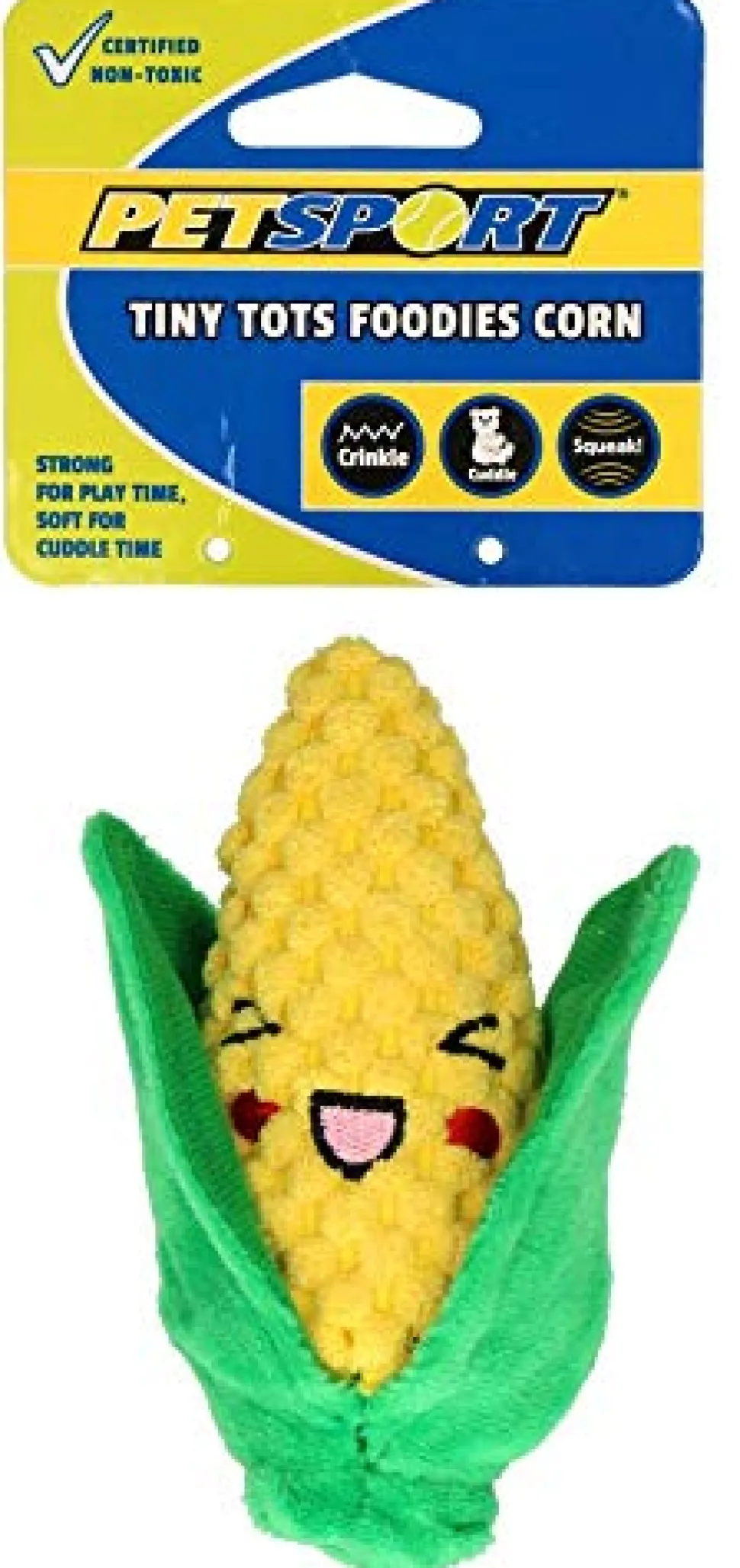 Tuffy's Funny Food Corn 2-in-1 Removable Husk and Corn Squeak and Plush Dog Toy