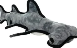 Tuffy's Ocean Creature Hammerhead Shark Float and Squeak Nylon and Plush Fetch Dog Toy