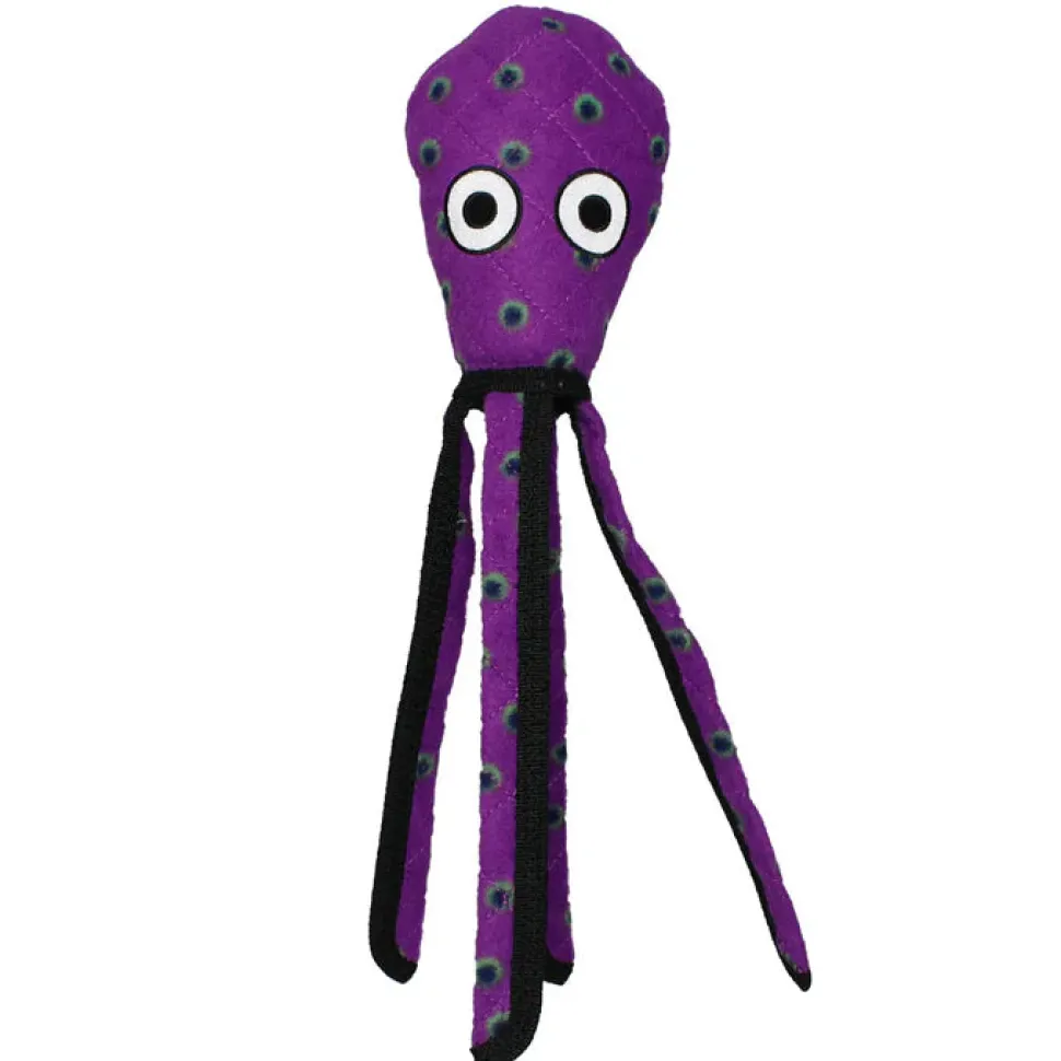 Tuffy's Ocean Creature Squid Float and Squeak Nylon and Plush Fetch Dog Toy - Purple