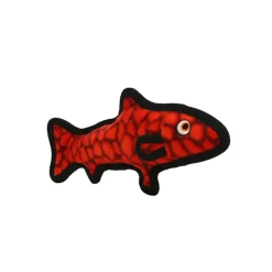 Tuffy's Ocean Creature Trout Float and Squeak Nylon and Plush Fetch Dog Toy - Red