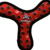 Tuffy's Ultimate Boomerang Paw-Patterned Float and Squeak Nylon and Plush Fetch Dog Toy - Red