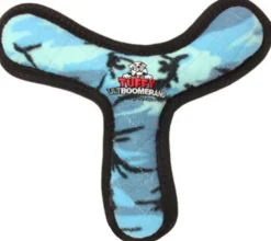 Tuffy's Ultimate Boomerang Float and Squeak Nylon and Plush Fetch Dog Toy- Camo Blue