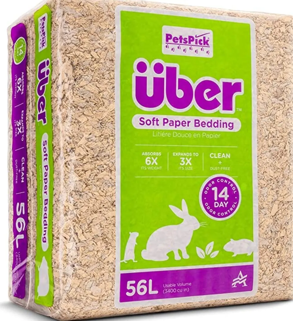Uber Soft Paper Pet Bedding - Pink/White - 56 L