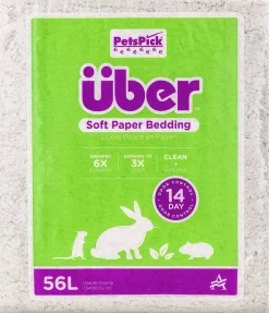 Uber Soft Paper Pet Bedding - White - 56 L