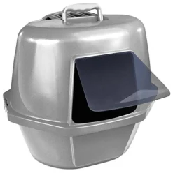 Van Ness Enclosed Corner Cat Litter Pan - Silver