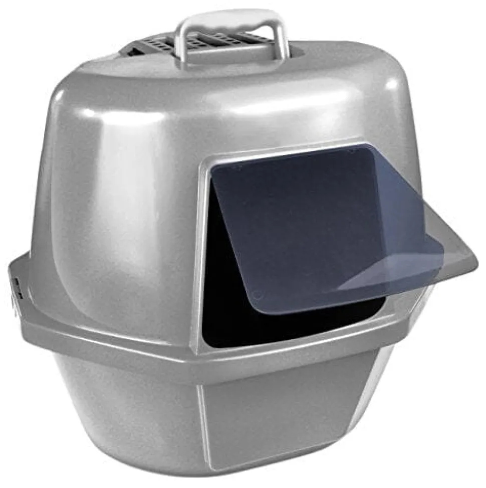 Van Ness Enclosed Corner Cat Litter Pan - Silver