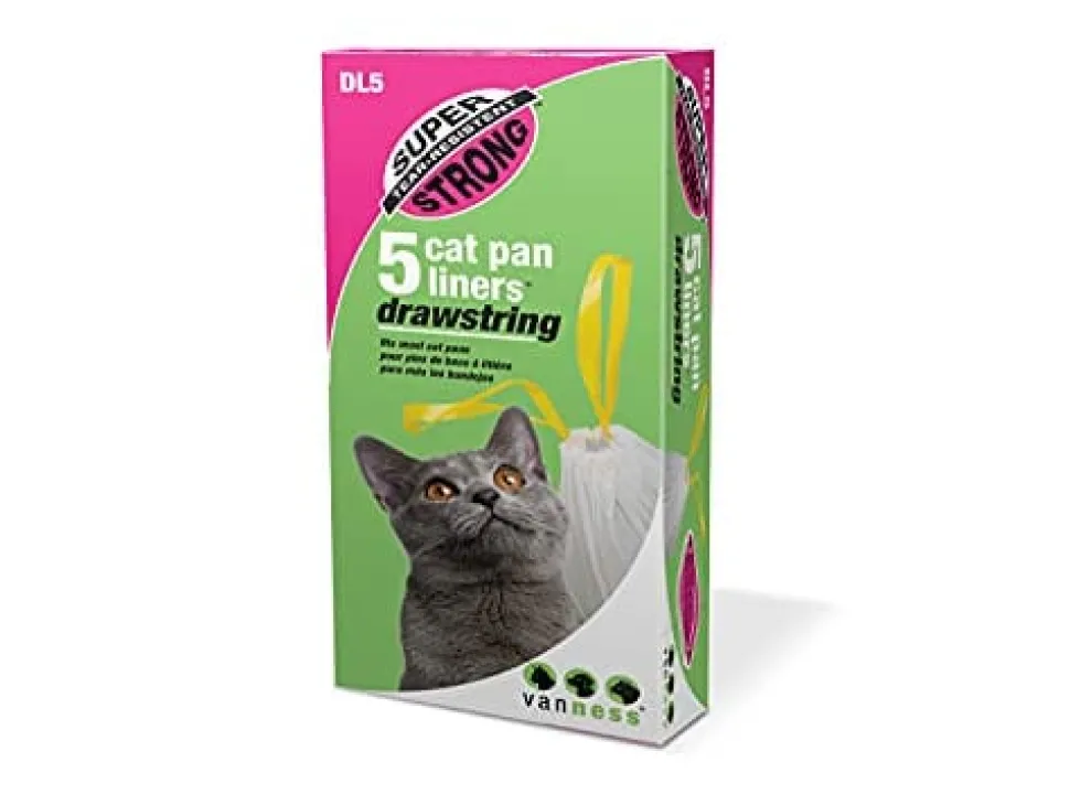 Van Ness Super Strong Drawstring Cat Pan Liners - White - 5 Pack