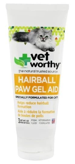 Vet Worthy First Aid Hairball Paw Gel Aid Salmon Flavor Cat Healthcare - 3 oz Gel Tube