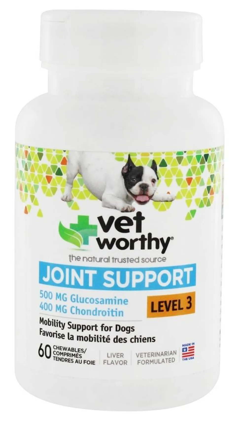 Vet Worthy Joint Support Level 3 Chewable Dog Supplements - 60 ct Capsule Bottle