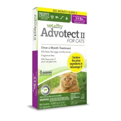 Vetality Advotect II Topical Flea and Tick for Cats - 5 - 9 Lbs - 6 Pack