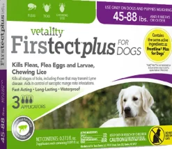 Vetality Firstect Plus Flea and Tick for Dogs - 45 - 88 Lbs - 3 Pack