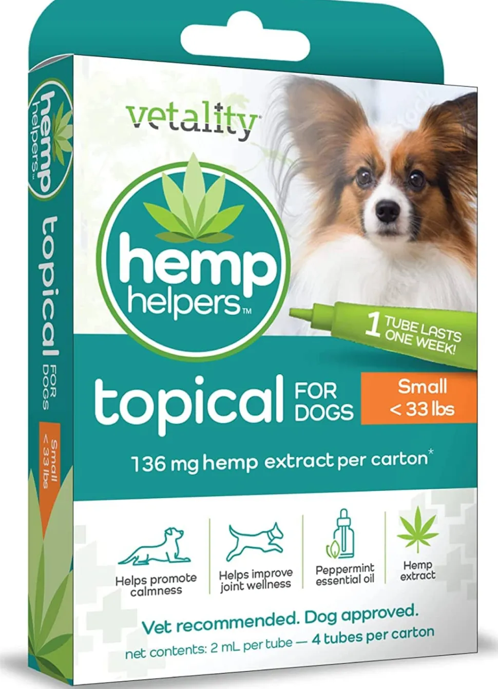 Vetality Hemp Helpers Topical for Dogs - Under 33 Lbs - 4 Ds