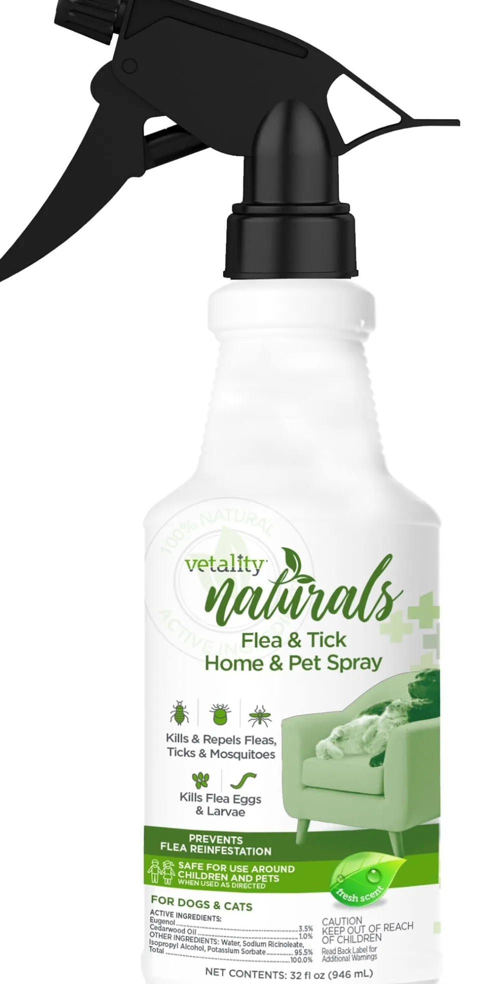 Vetality Naturals Flea & Tick Home Dog Spray - 32 Fl Oz