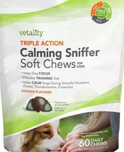 Vetality Triple Action Calming Sniffer Dog Chews - Chicken - 60 Count