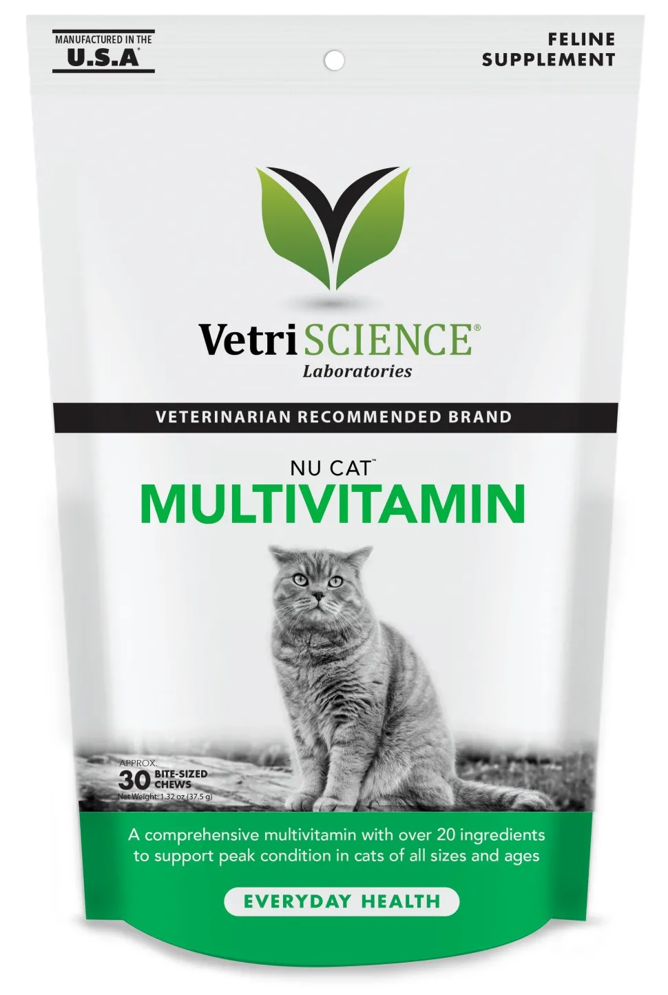 Vetriscience Labs NuCat MultiVitamin Chewable Cat Supplements - 30 ct Pouch
