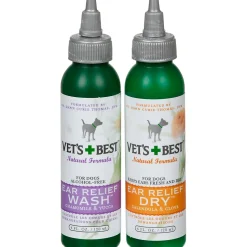 Vet's Best Ear Relief Natural Ingredient Wash and Dry Kit for Dogs and Cats - 2 Pack
