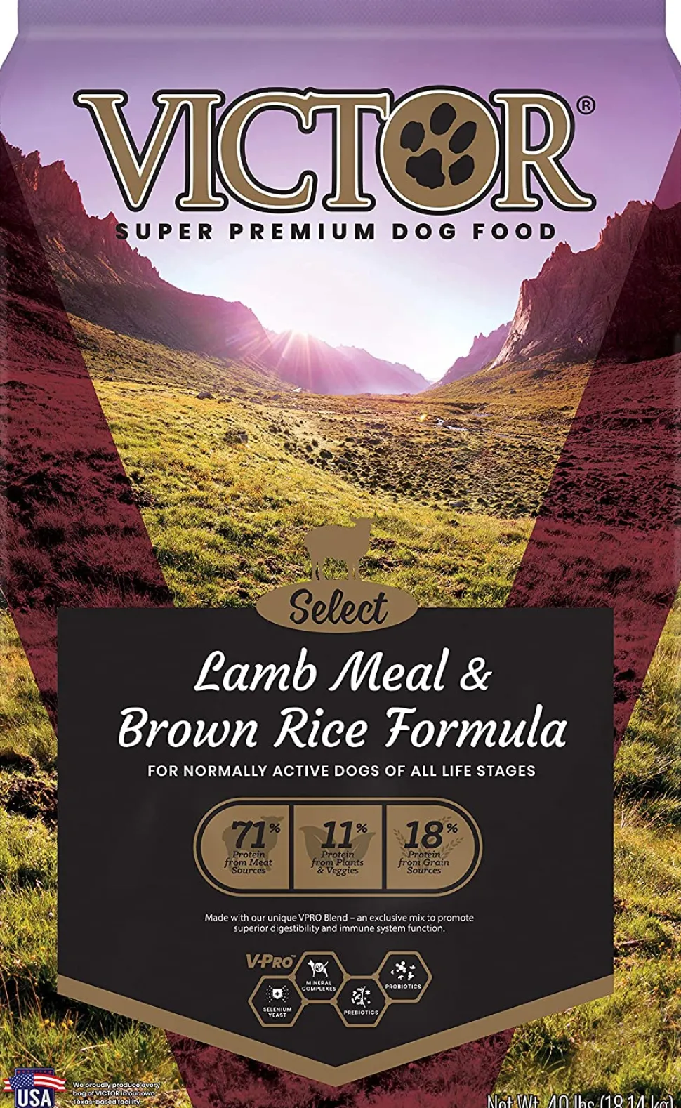 Victor Select Lamb & Rice Formula Dry Dog Food - 40 lb Bag