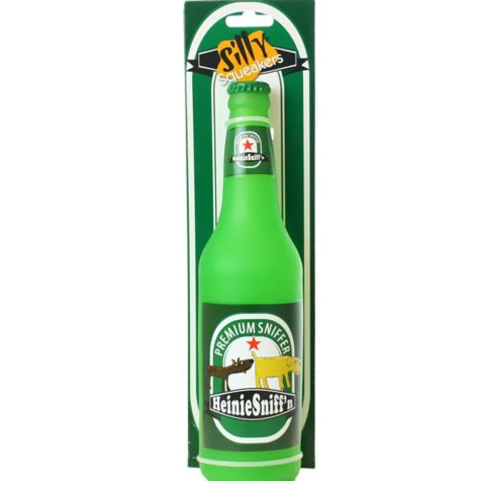 VIP Pet Products Silly Squeakers Heinie Sniffin Beer Bottle Squeak and Plush Dog Toy