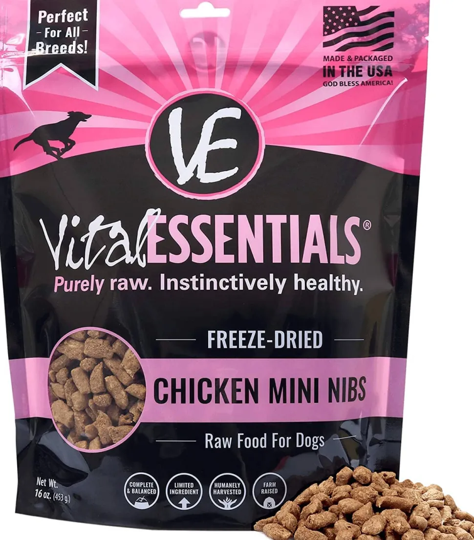 Vital Essentials Chicken Mini Nibs Entrée Freeze-Dried Dog Food - 1 Lb