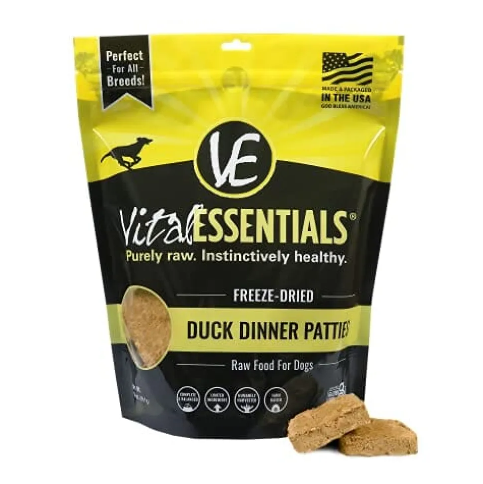 Vital Essentials Duck Dinner Patties Freeze-Dried Dog Food - 14 Oz
