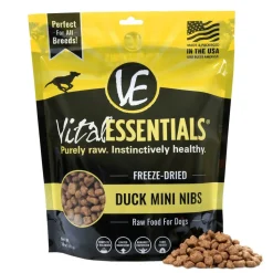 Vital Essentials Freeze Dried Grain Free Duck Mini Nibs Entree for Dogs Food