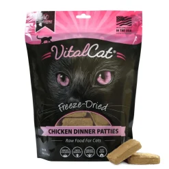 Vital Essentials Grain Free Chicken Dinner Patties Freeze Dried Raw Food for Cats