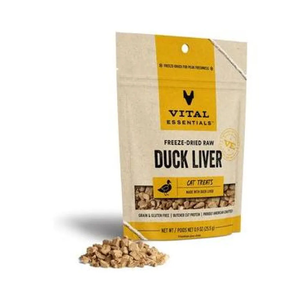 Vital Essential's Grain-Free Duck Liver Freeze-Dried Cat Treats - .9 Oz