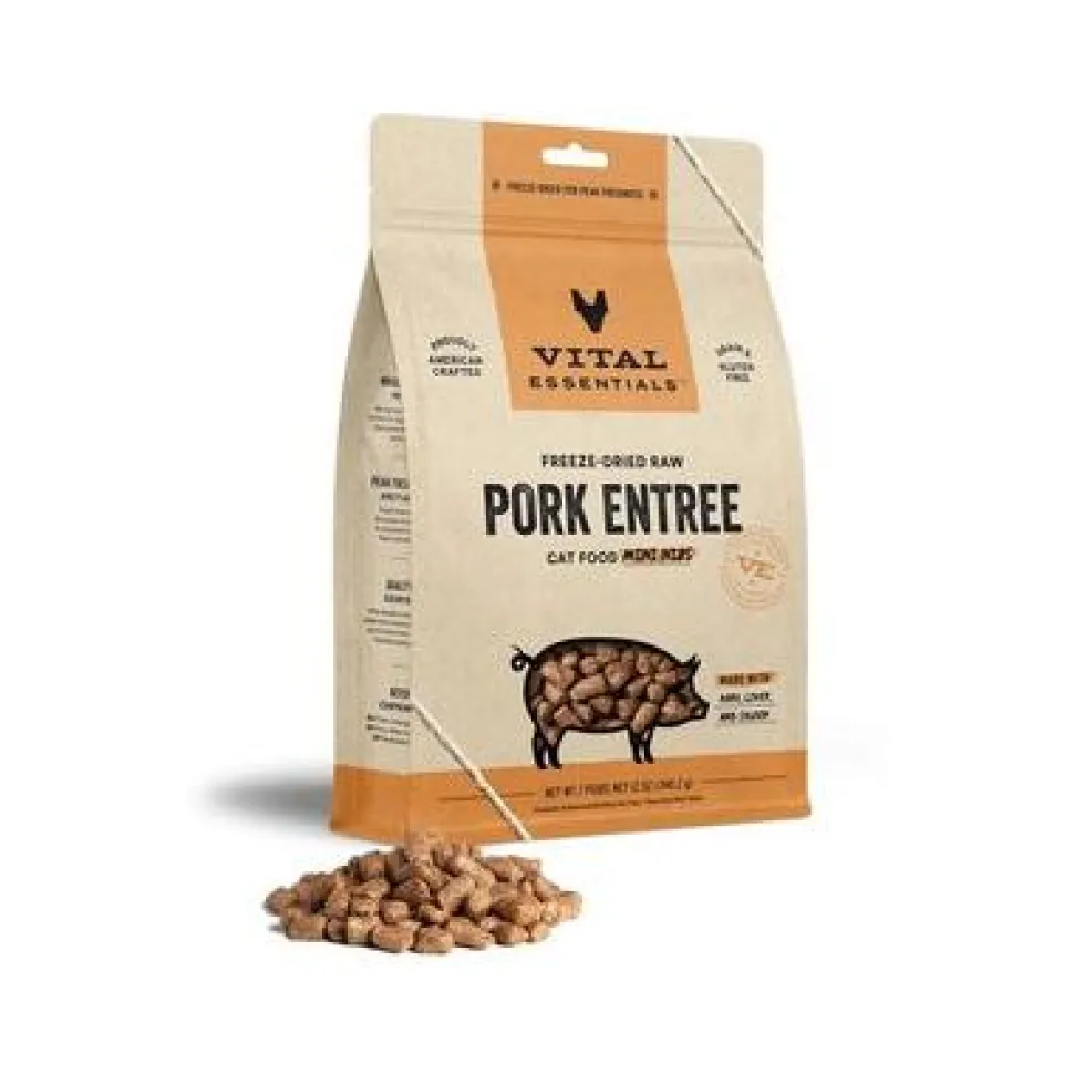 Vital Essential's Grain-Free Pork Entrée Mini Nibs Freeze-Dried Cat Food - 12 Oz