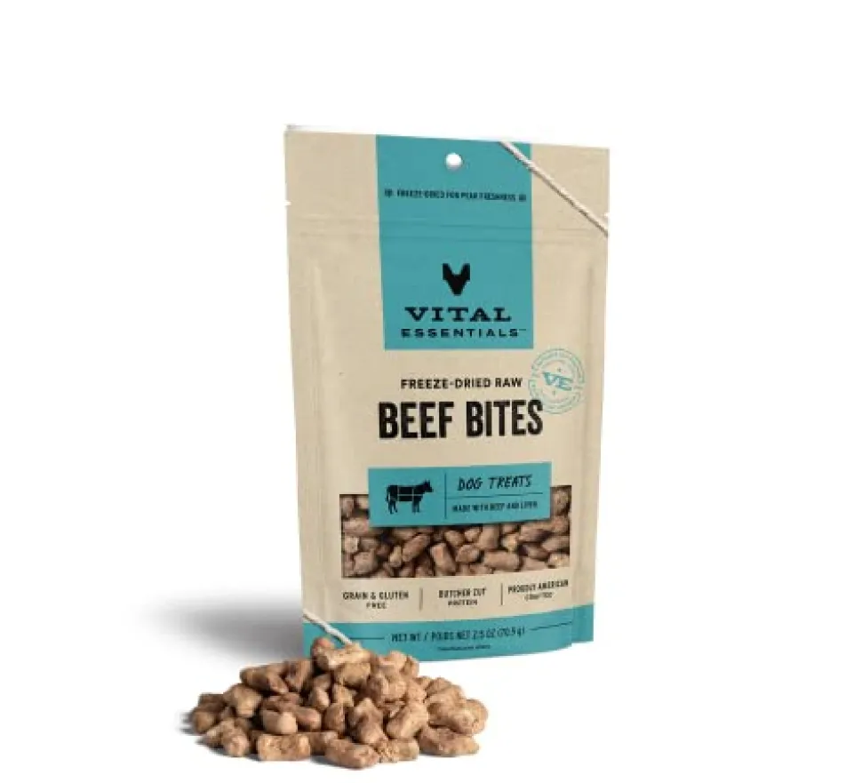 Vital Essential's Grain-Free Beef Bites Freeze-Dried Dog Treats - 2.5 Oz