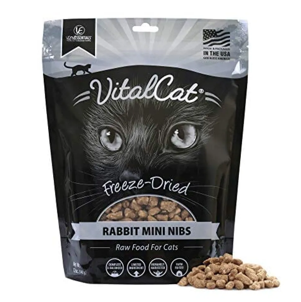 Vital Essentials Rabbit Mini Nibs Freeze-Dried Cat Food - 12 Oz