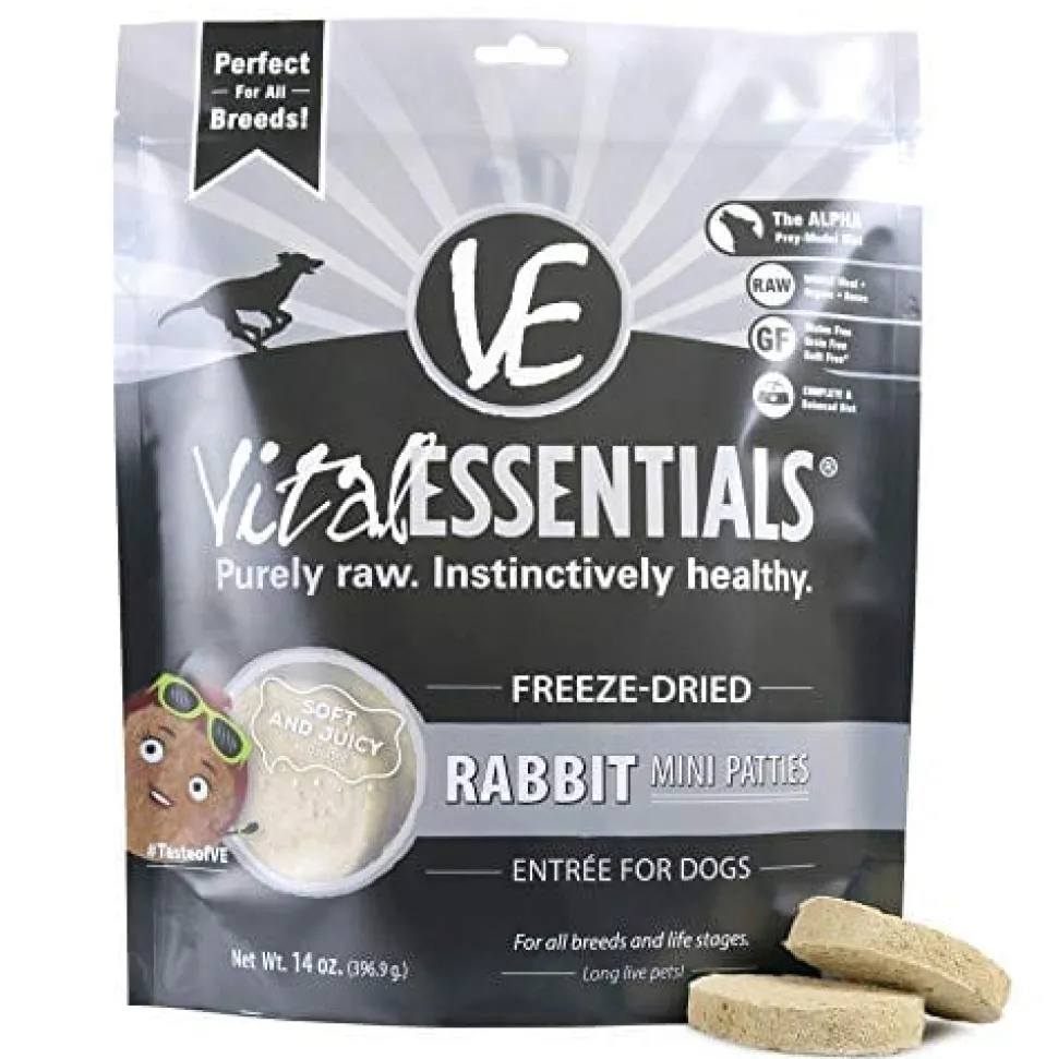 Vital Essentials Rabbit Mini Patties Entrée Freeze-Dried Dog Food - 14 Oz