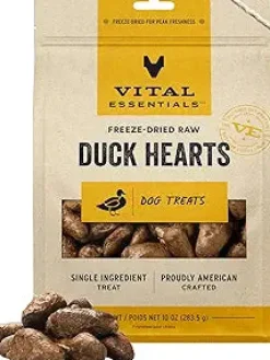 Vital Essential's Raw Bar Freeze-Dried Duck Hearts Natural Dog Chews - 150 Piece - 30 Oz