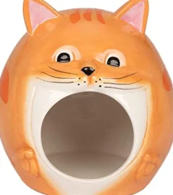 Ware Tabby Cat Hamster Hideout Ceramic Small Animal Hideaway -