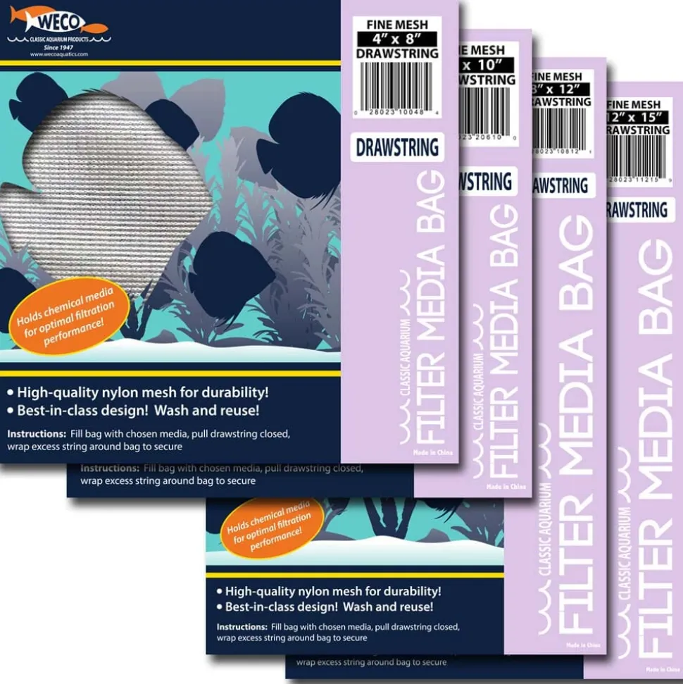 Weco Products Fine Mesh Drawstring Filter Media Bag - White - 4 In X 8 in