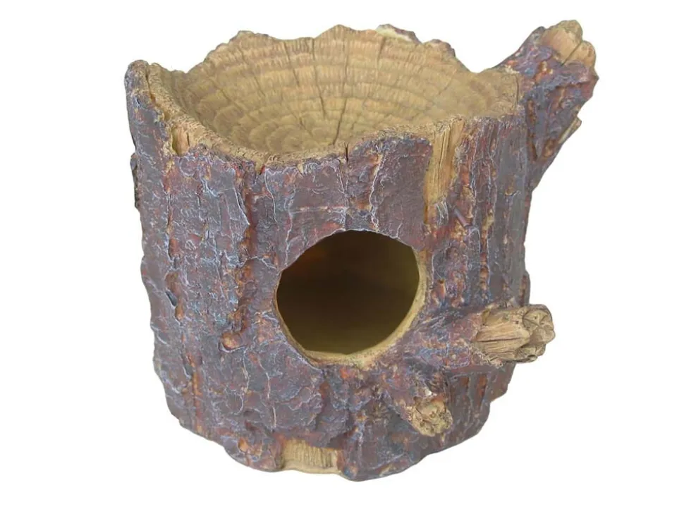 Weco Products Wecorama Sleepy Hollows Pine Den Lodge Terrarium Ornament with Feeder - Gray and Brown