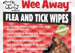 Wee Away Flea and Tick Wipes - Travel Size Cat and Dog Wipes - 30 ct