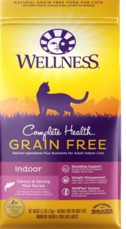 Wellness Complete Health Natural Indoor Adult Grain Free Salmon and Herring Dry Cat Food