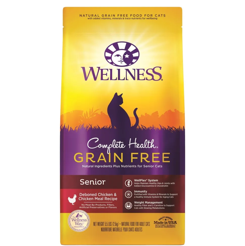 Wellness Complete Health Deboned Chicken & Chicken Meal Grain Free Senior Dry Cat Food