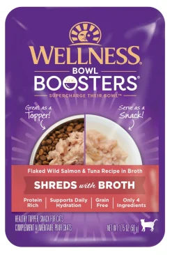 Wellness Core Bowl Boosters Grain-Free Flaked Salmon and Tuna Wet Cat Food Topper Pouch - 1.75 Oz - Case of 12