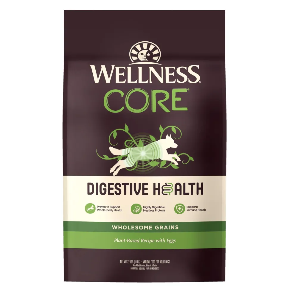 Wellness Core Digestive Health Plant-Based and Eggs Recipe with Wholesome Grains Adult Dry Dog Food - 22 Lbs