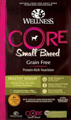 Wellness Core Healthy Weight Grain-Free Turkey and Chicken Small-Breed Adult Dry Dog Food - 12 Lbs