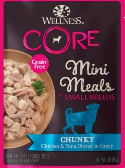 Wellness Core Mini Meals Grain-Free Chicken and Tuna in Gravy Small-Breed Wet Dog Food Pouch - 3 Oz - Case of 12