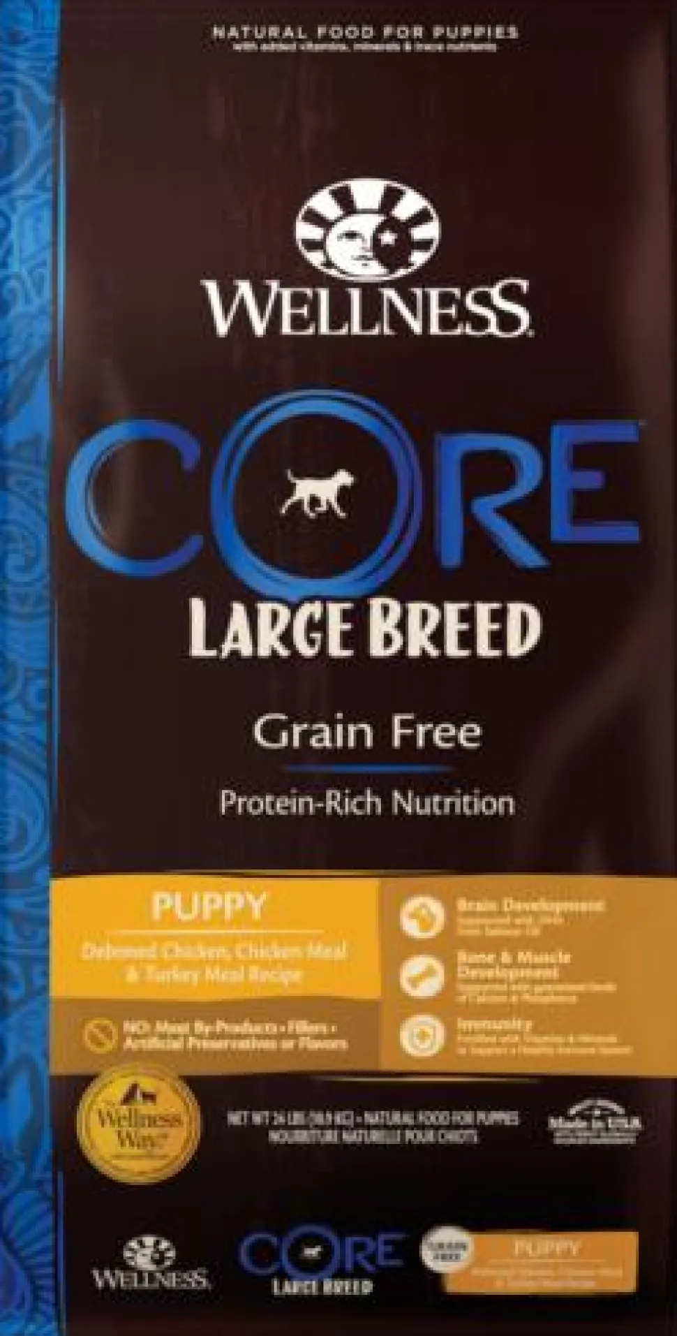 Wellness Core Natural Grain-Free Deboned Chicken and Turkey Large-Breed Puppy Formula Dry Dog Food - 24 Lbs