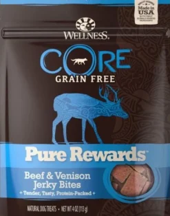 Wellness CORE Natural Grain Free Pure Rewards Beef and Venison Recipe Jerky Bites Dog Treats