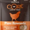 Wellness CORE Natural Grain Free Pure Rewards Chicken and Lamb Recipe Jerky Bites Dog Treats