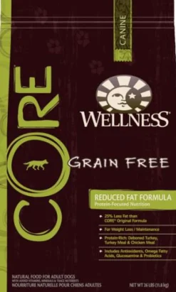 Wellness Core Natural Reduced Fat Grain-Free Deboned Turkey and Chicken Adult Dry Dog Food - 24 Lbs